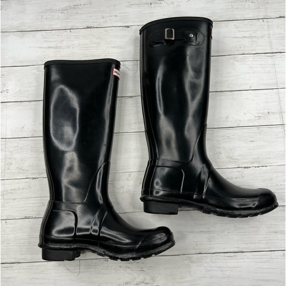 Hunter Original Tall Black Rain Boots Size 9 Women / 8 Men - Picture 4 of 11